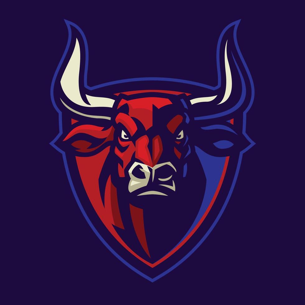 Bull Head Mascot Logo Design with Badge vector
