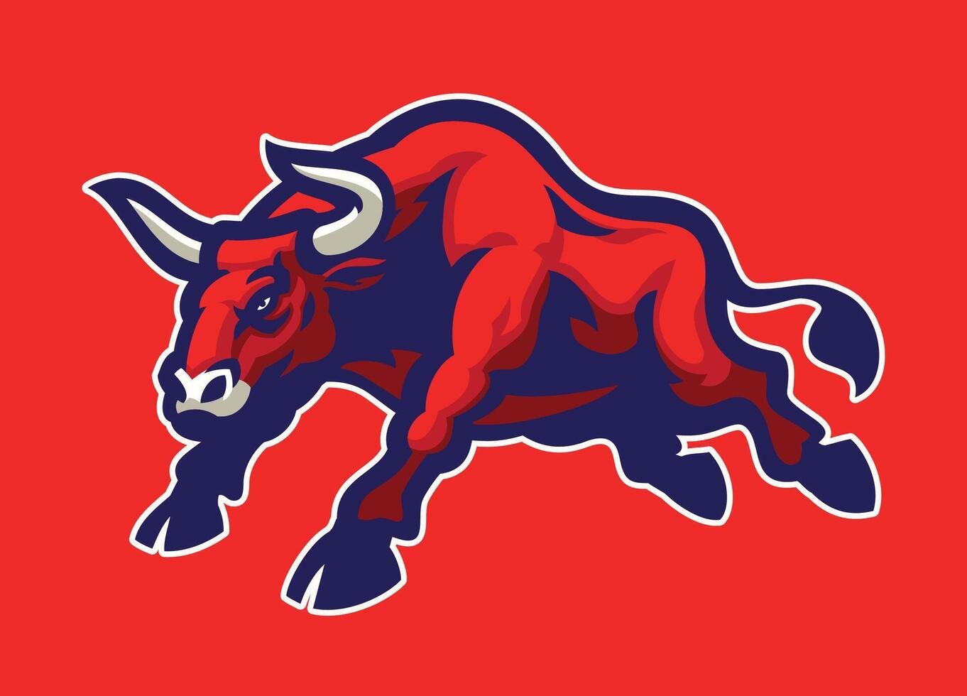 Angry Bull Mascot Logo Jumping Attack vector