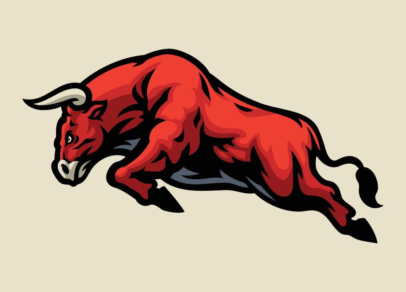 Charging Angry Bull Mascot Jumping vector