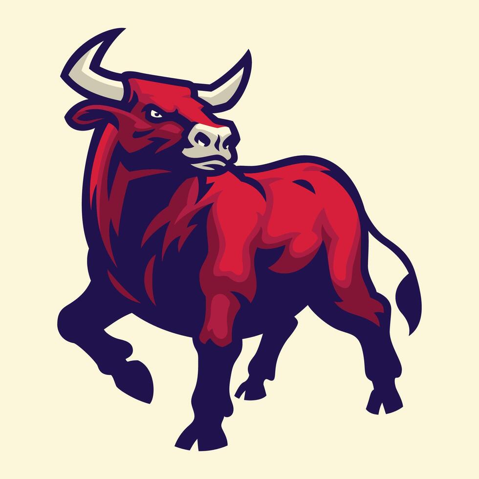 Angry Aggressive Bull Ready to Attack vector