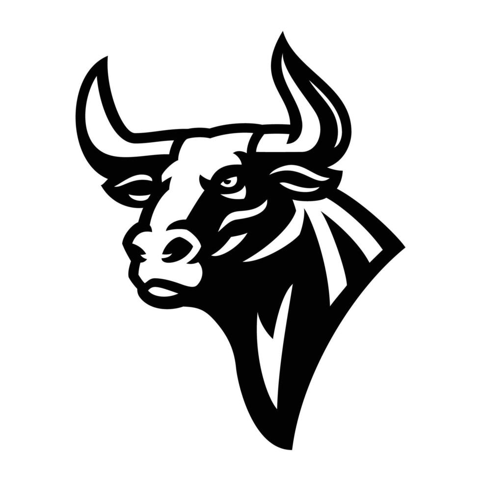 Bull Mascot Logo Design Black and White vector