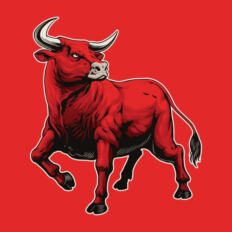 Hand Drawn Illustration of Angry Bull vector