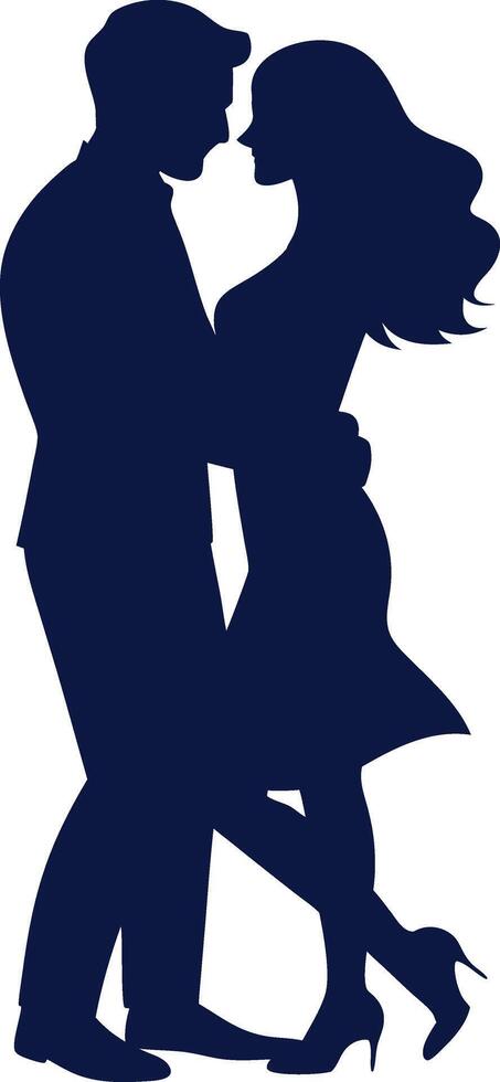 Romantic Couple Silhouette Illustration. vector
