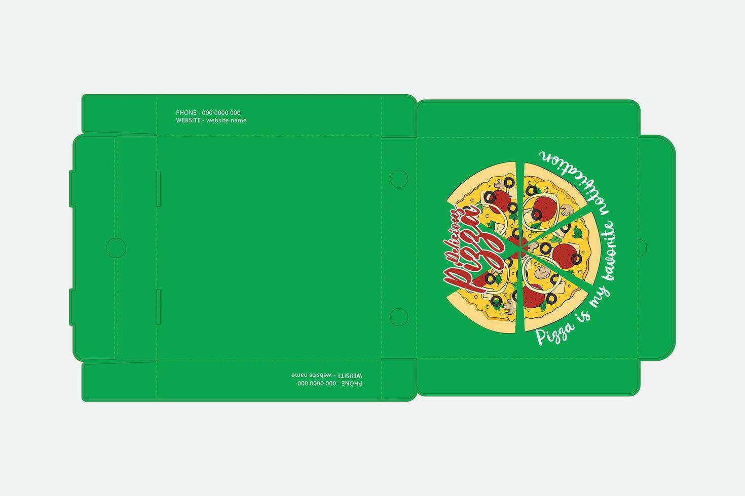 Pizza Box Design, Pizza box Packaging Design, Food Box Template, Pizza Box Die Cut Line, Ready For Print. vector