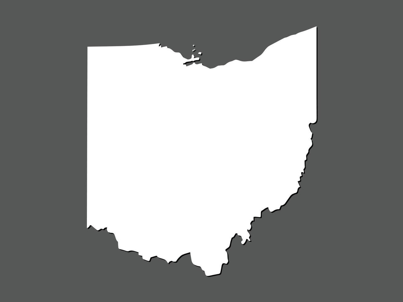 Ohio map with single land area using white color on dark background illustration vector