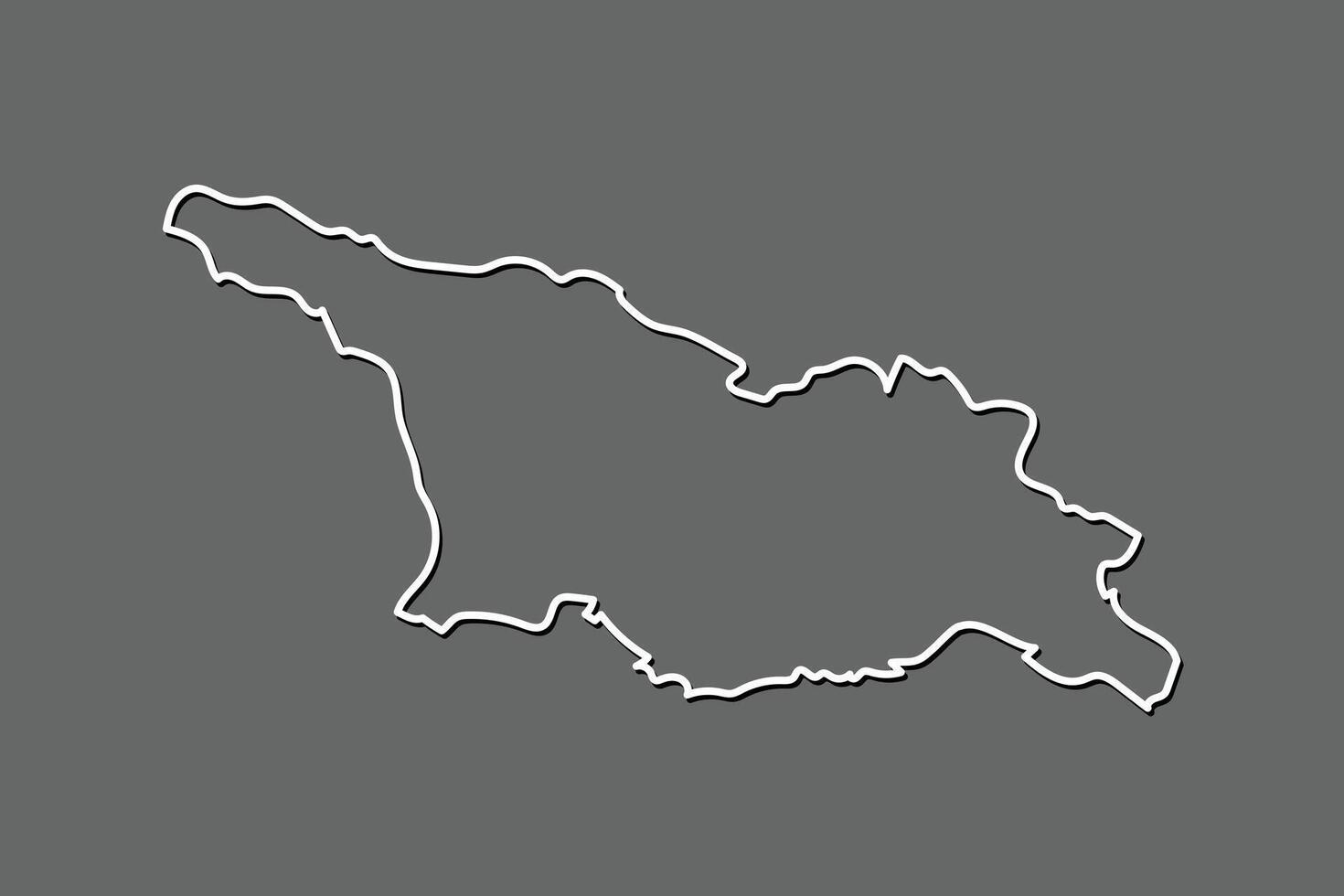 Georgia map with single border line boundary using white color on gray background illustration vector