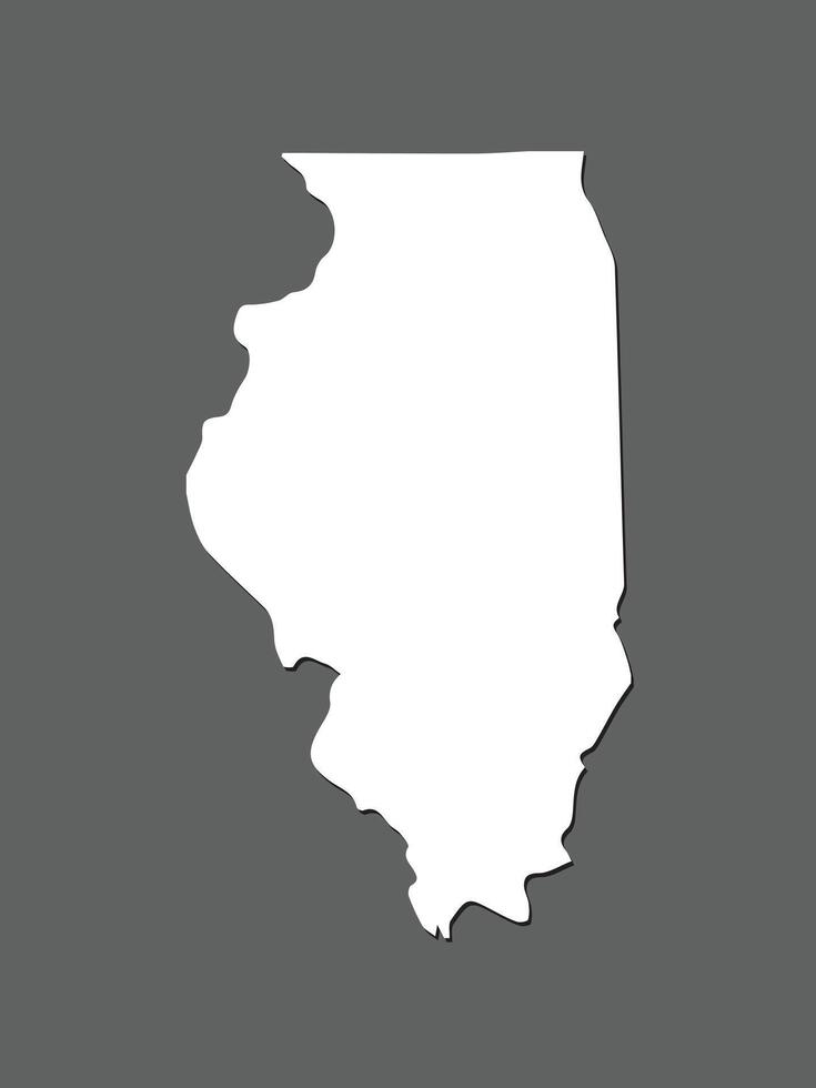 Illinois map with single land area using white color on dark background illustration vector