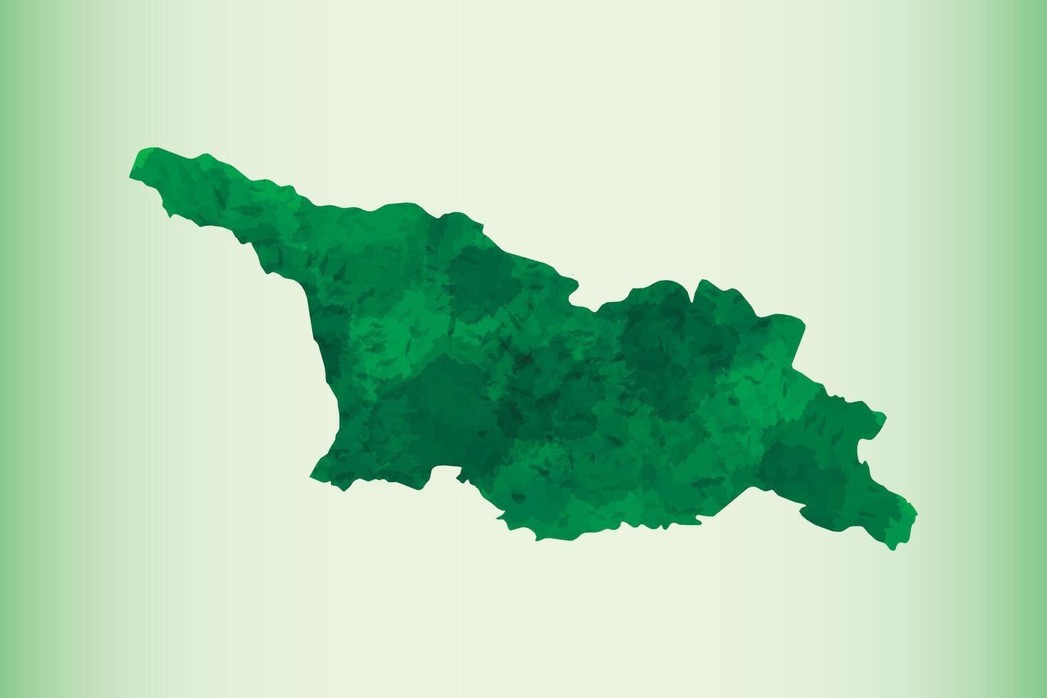 Georgia watercolor map illustration of green color on light background using paint brush in paper page vector