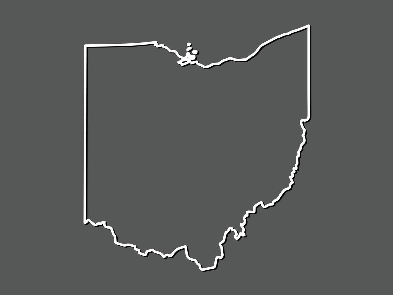 Ohio map with single border line boundary using white color on gray background illustration vector