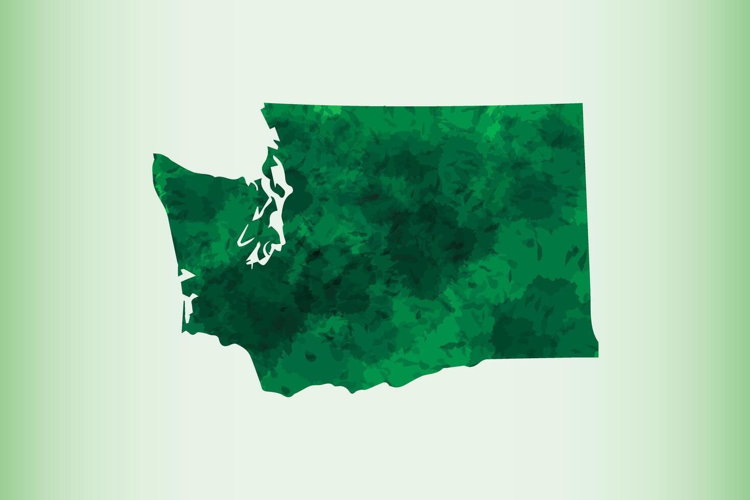 Washington watercolor map of green color on light background using paint brush in paper page vector