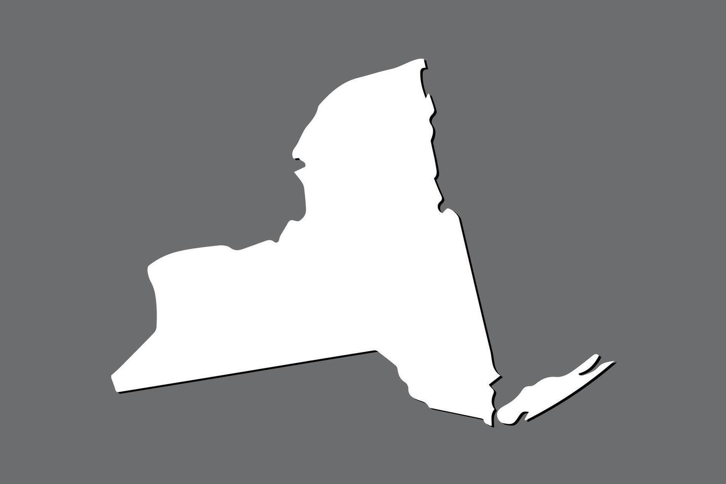 New York map with single land area using white color on dark background illustration vector
