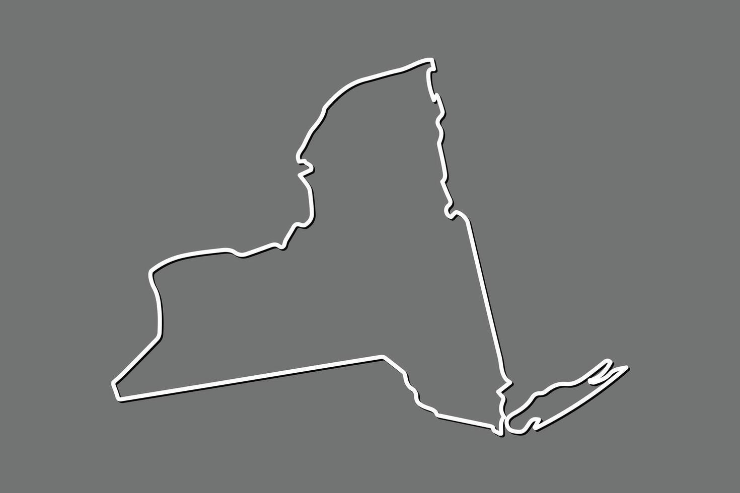 New York map with single border line boundary using white color on gray background illustration vector