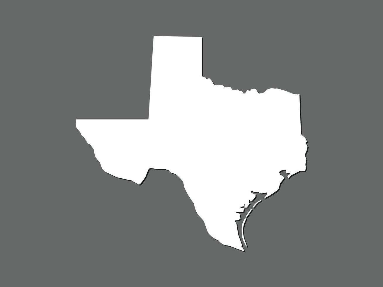 Texas map with single land area using white color on dark background illustration vector