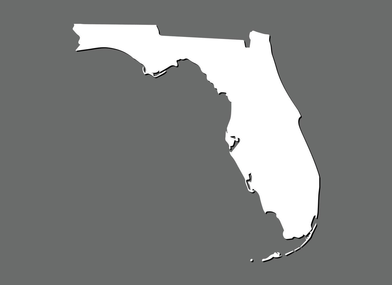Florida map with single land area using white color on dark background illustration vector
