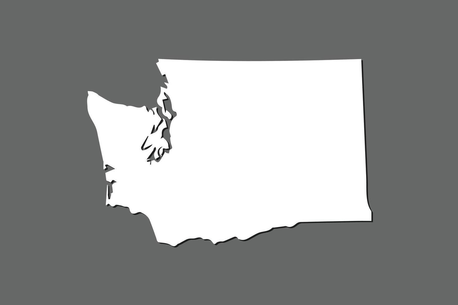 Washington map with single land area using white color on dark background illustration vector