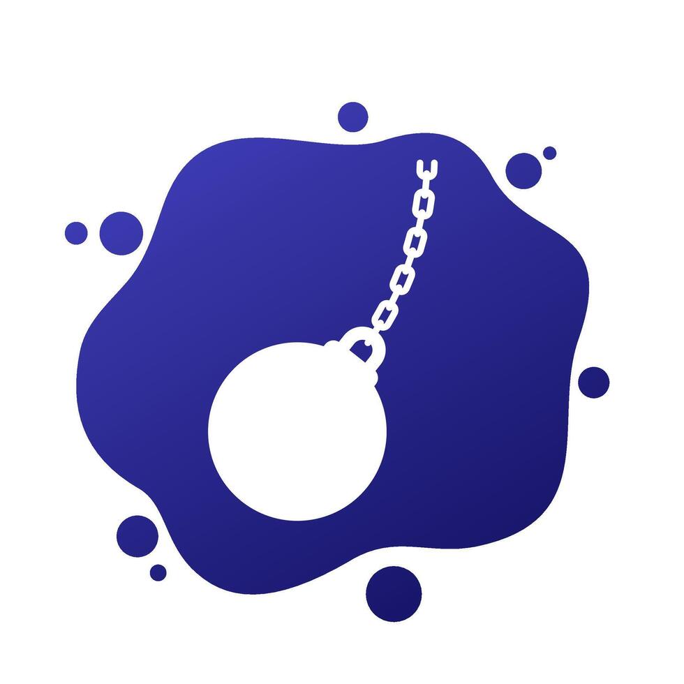 wrecking ball with a chain icon, vector