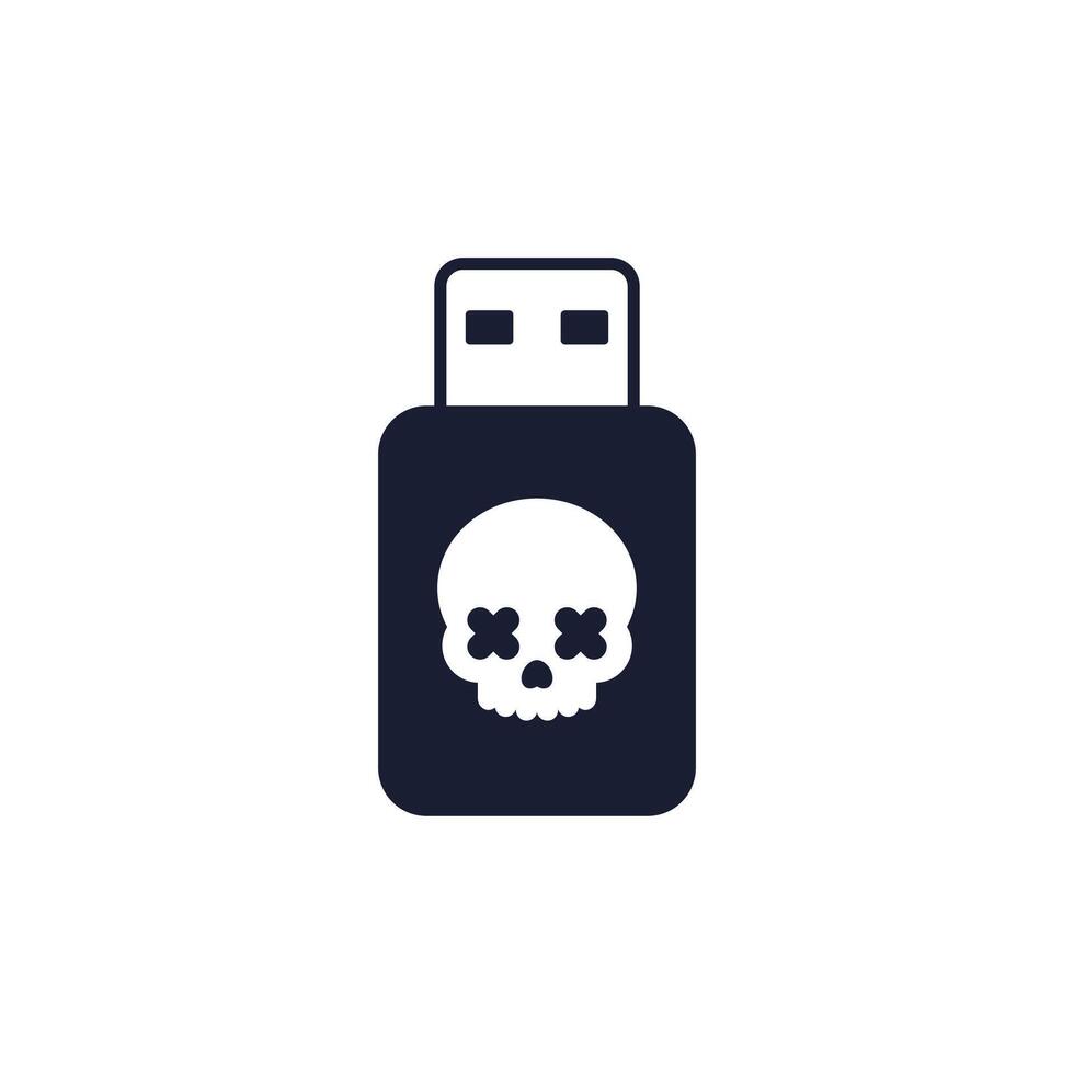 malware on usb drive icon vector