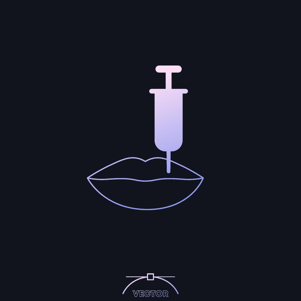 filler injection for lips icon with gradient vector