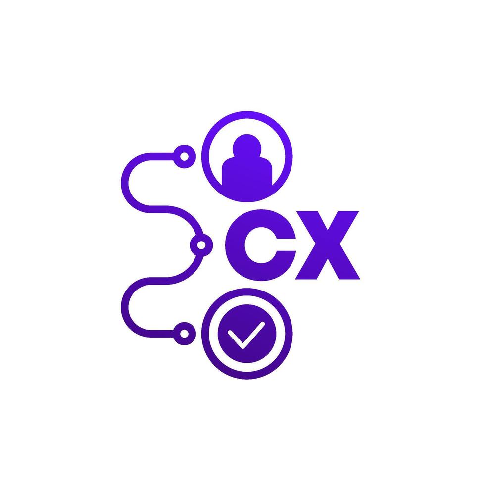 CX, Customer experience icon on white vector