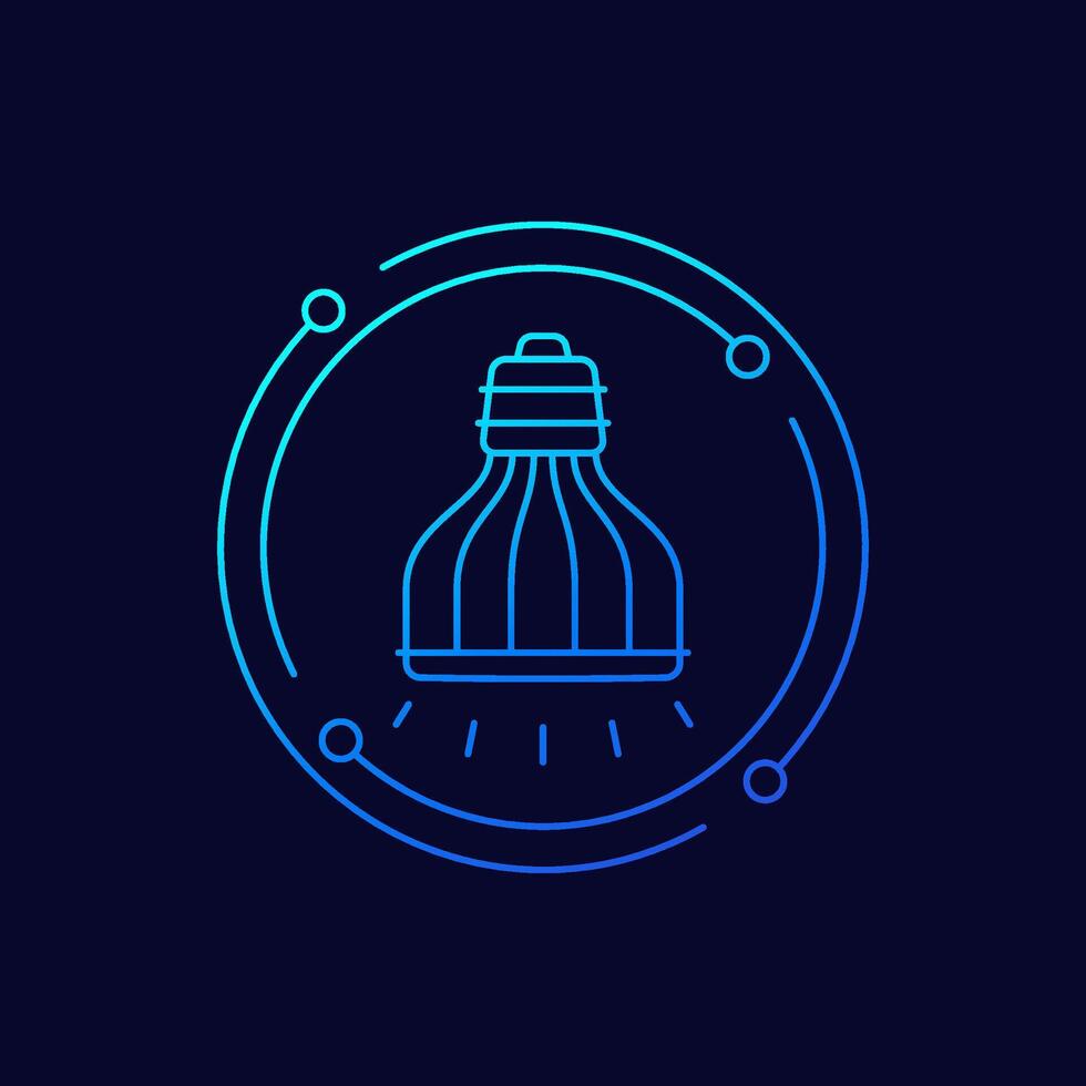 Led grow light icon, linear design vector