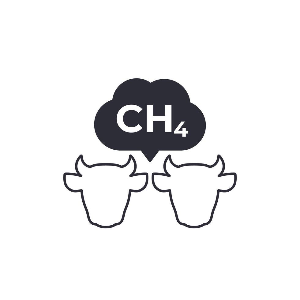 methane emissions from cattle icon vector