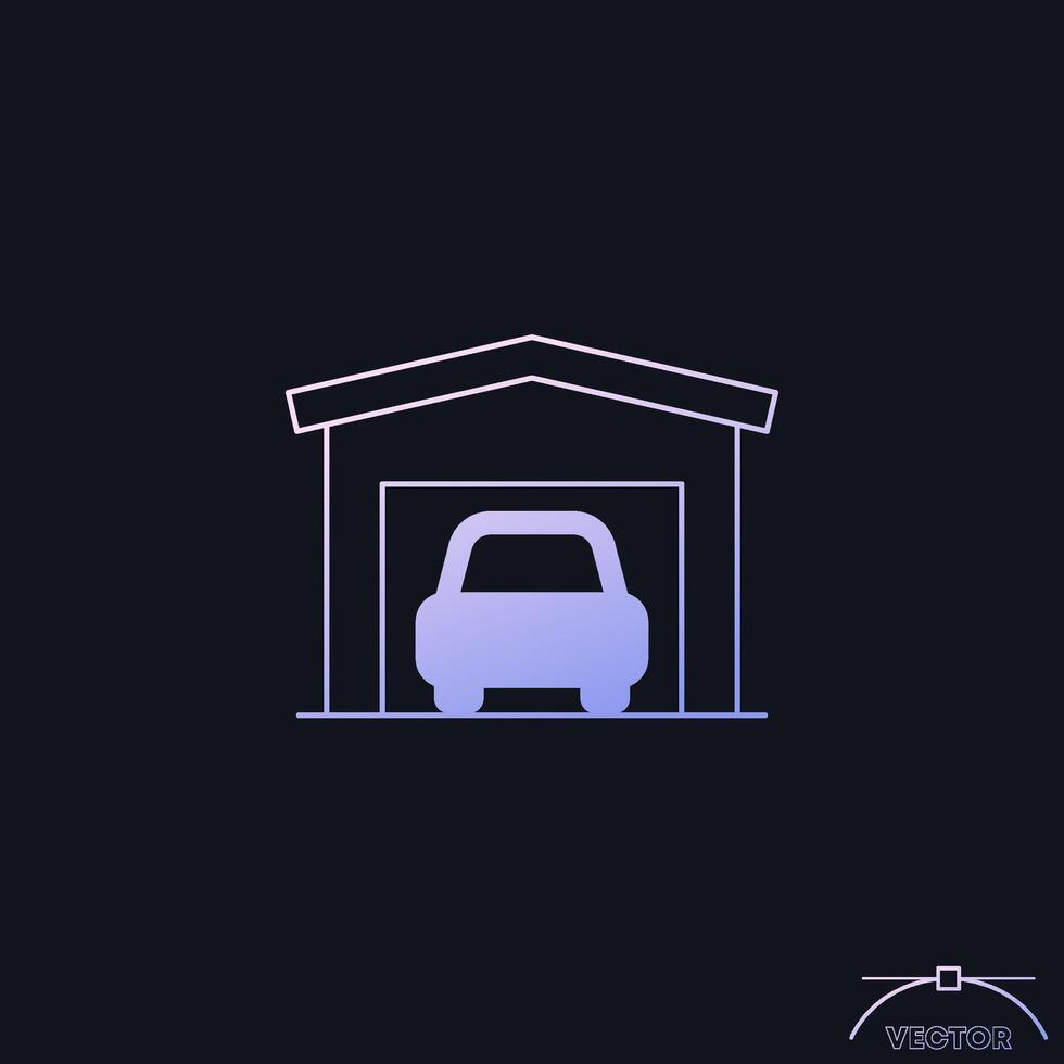 Garage and a car icon, vector