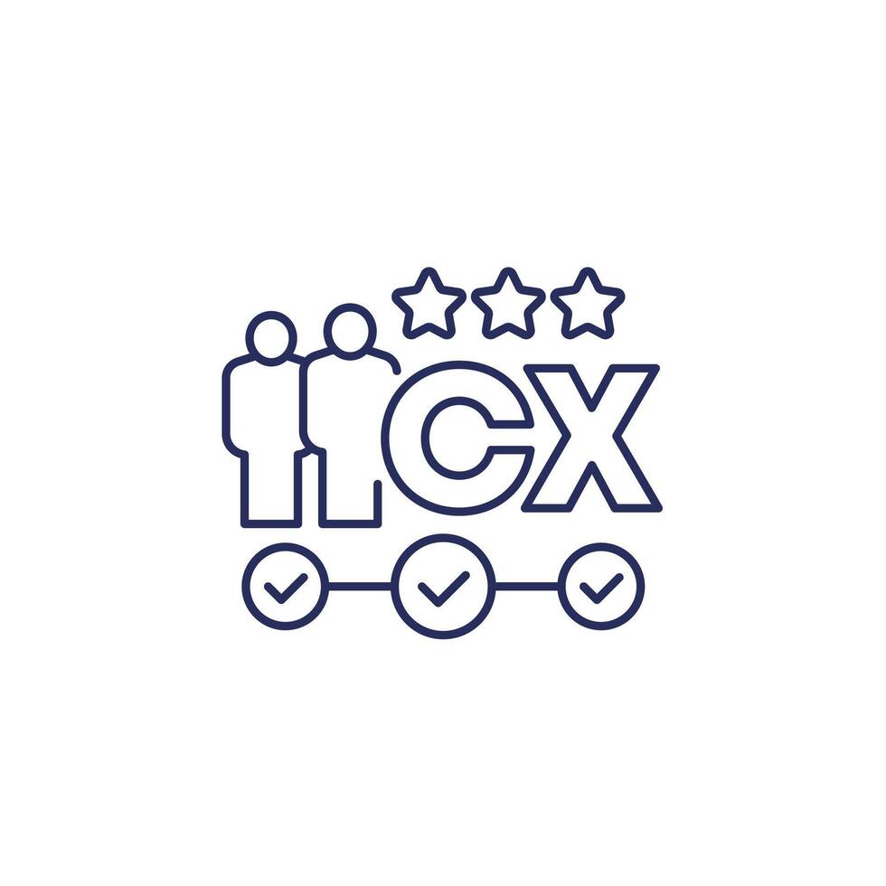 Customer experience, CX line icon vector