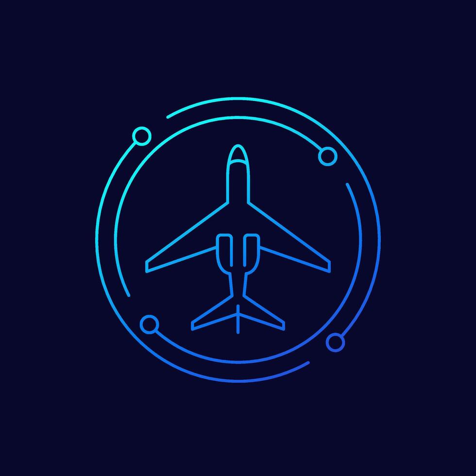 private jet airplane icon, linear design vector