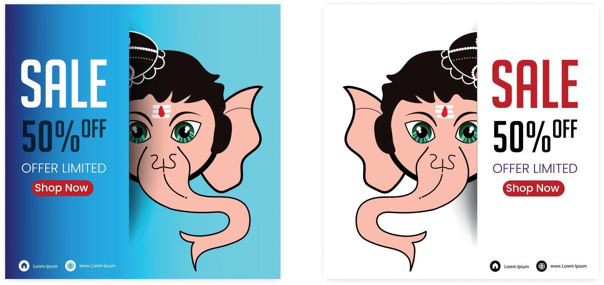 Ganesh Chaturthi, Vinayaka Chaturthi, God Ganesh, social post Ganesh vector
