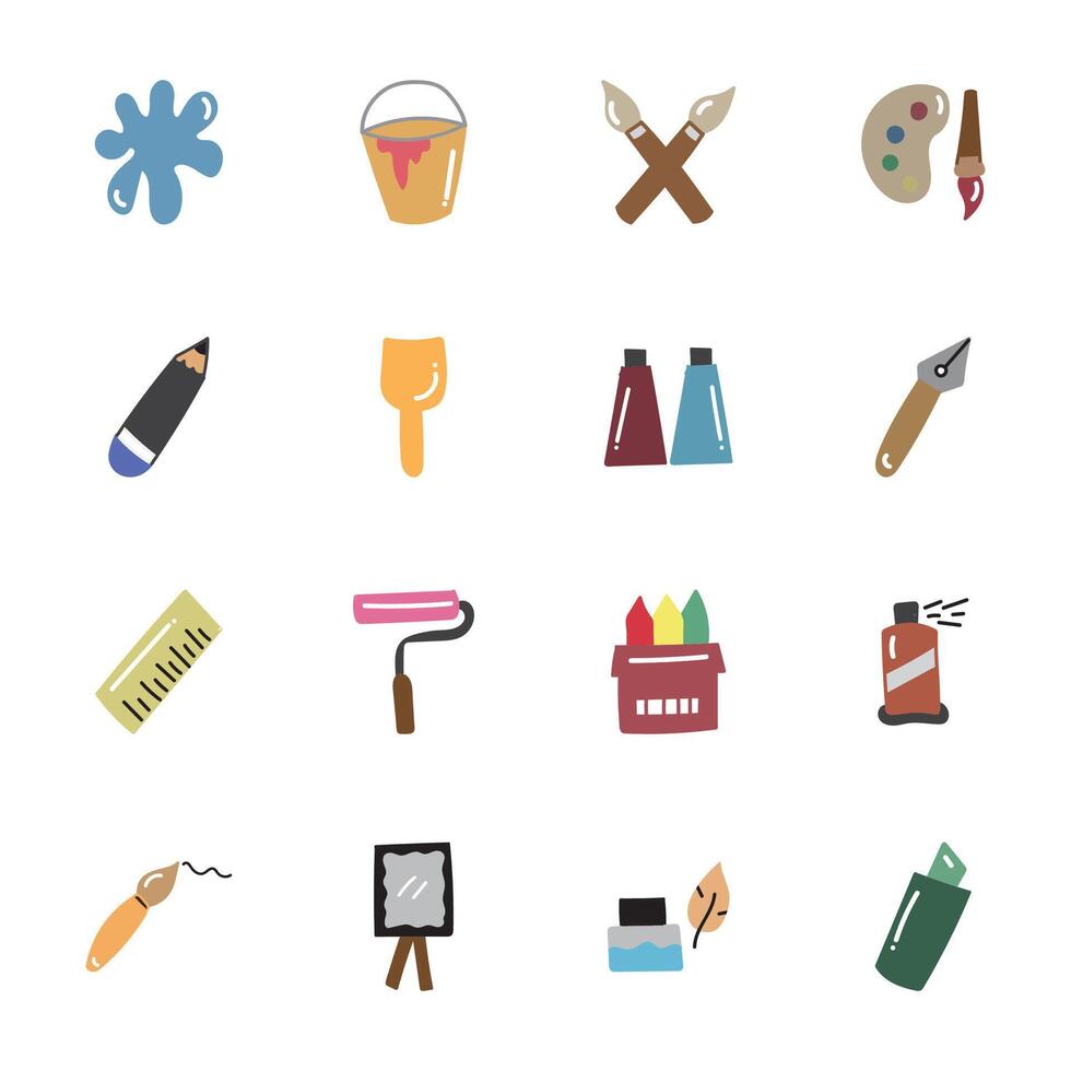 Art tools collection good for kids book refrence vector