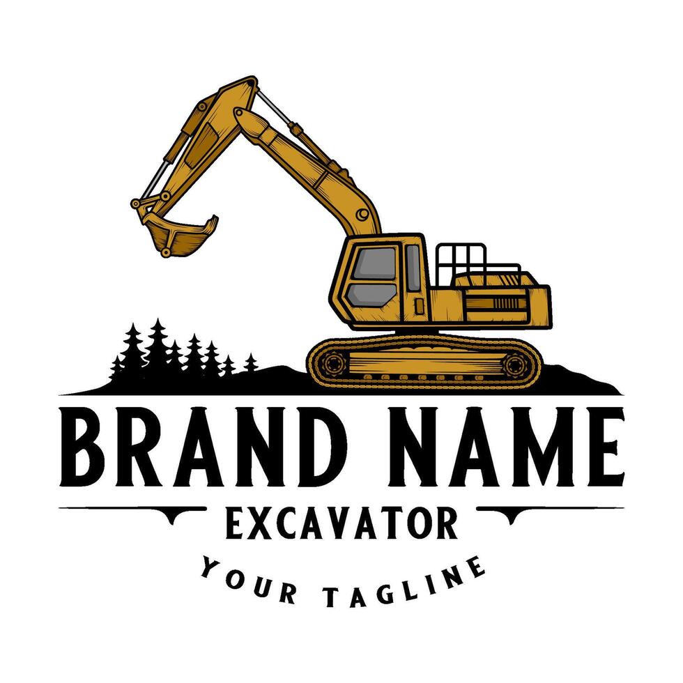 excavator design logo icon. excavator heavy equipment symbol for construction and building companies vector