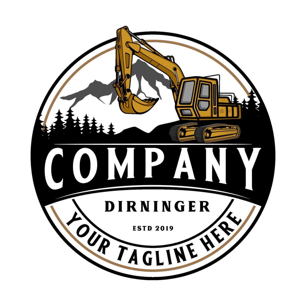 excavator design logo. heavy equipment excavator icon for housing development, building repair, construction and procurement of heavy equipment vector