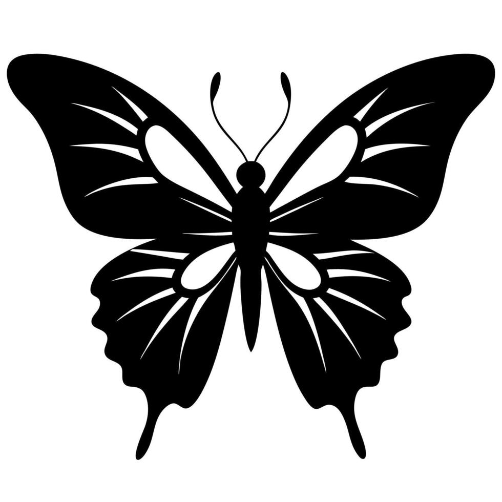 Beautiful silhouette of a flying butterfly icon, perfect for illustrations and graphic designs. This elegant design captures the delicate nature of butterflies in a stylish, vector