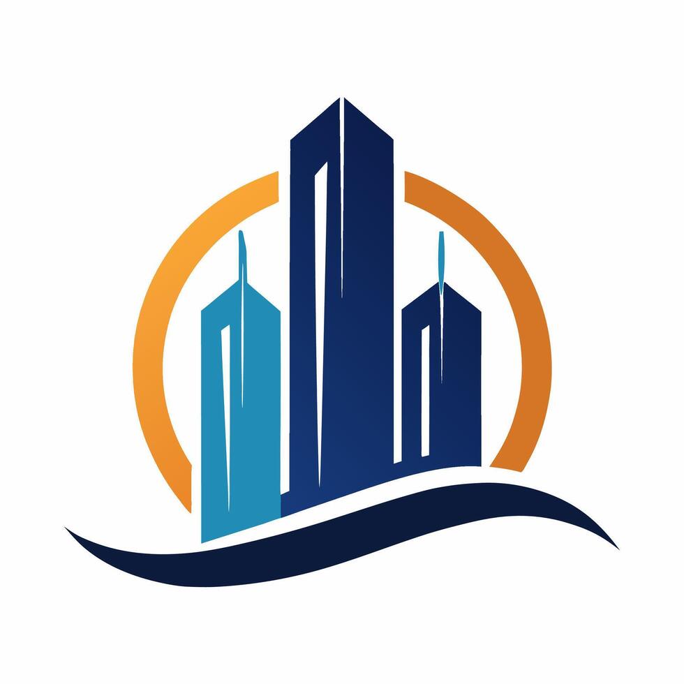 Sleek and Contemporary Real Estate Logo Featuring Building Imagery vector
