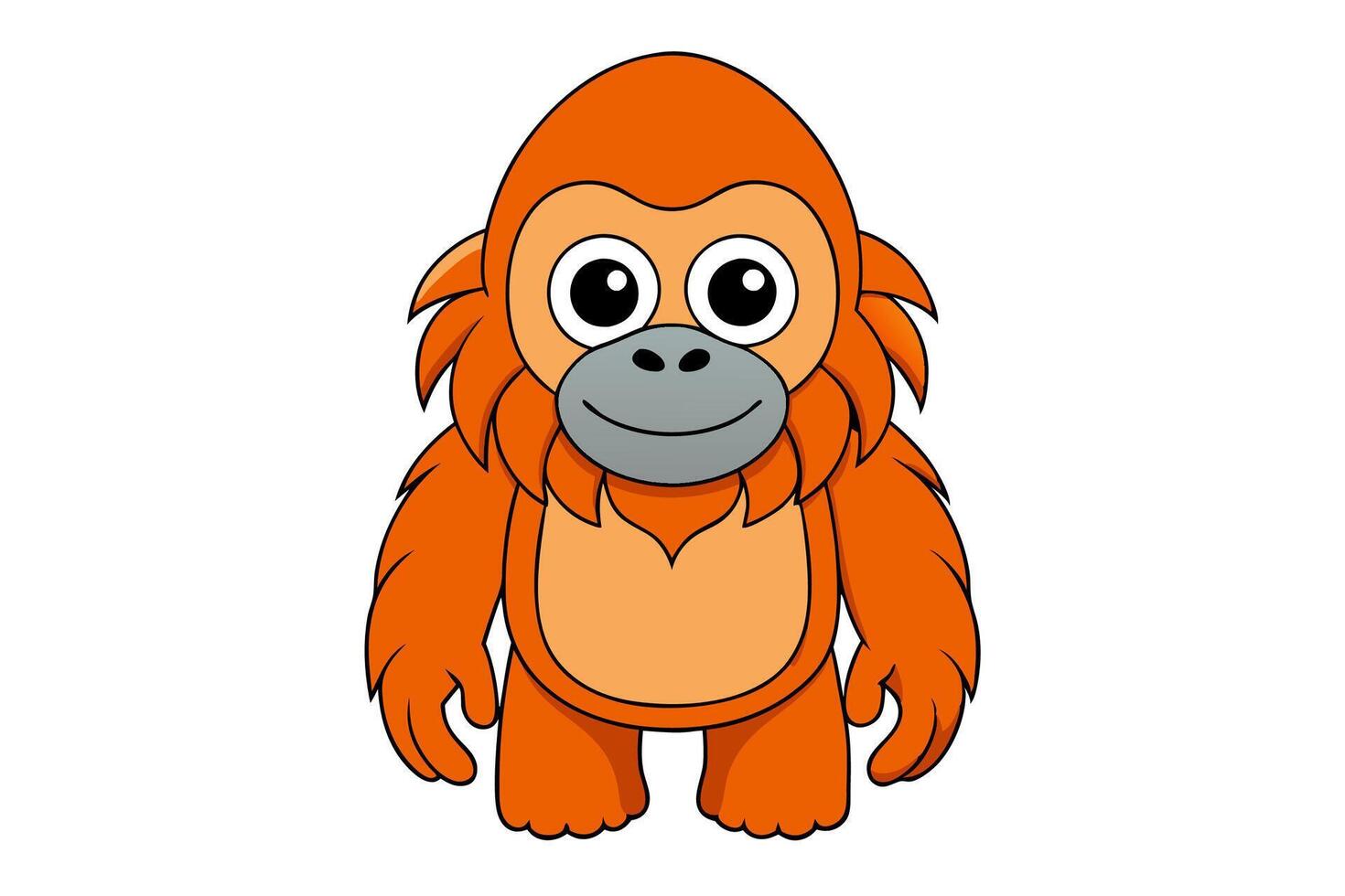 Orangutan Cartoon Style Illustration with Bright Colors vector
