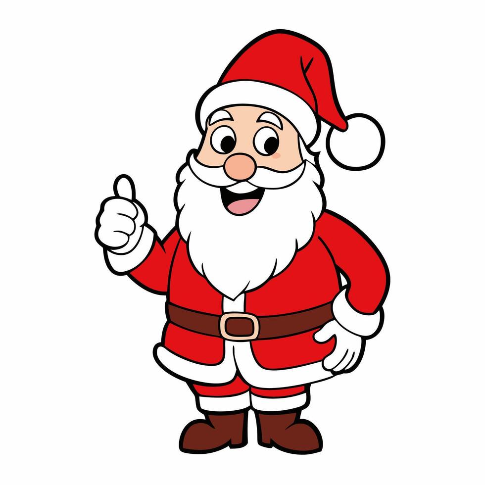 Christmas Santa Claus Smiling with Good Sign Line Art vector