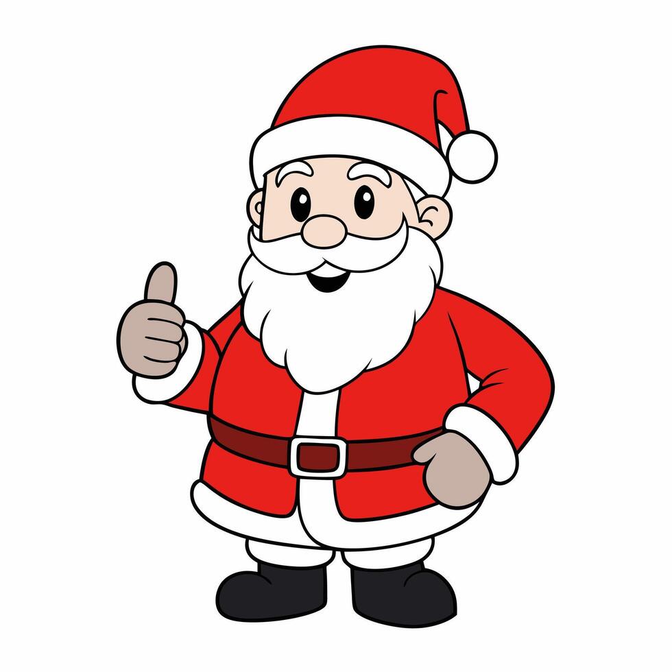 Holiday Santa Claus Showing Good Sign Line Art vector