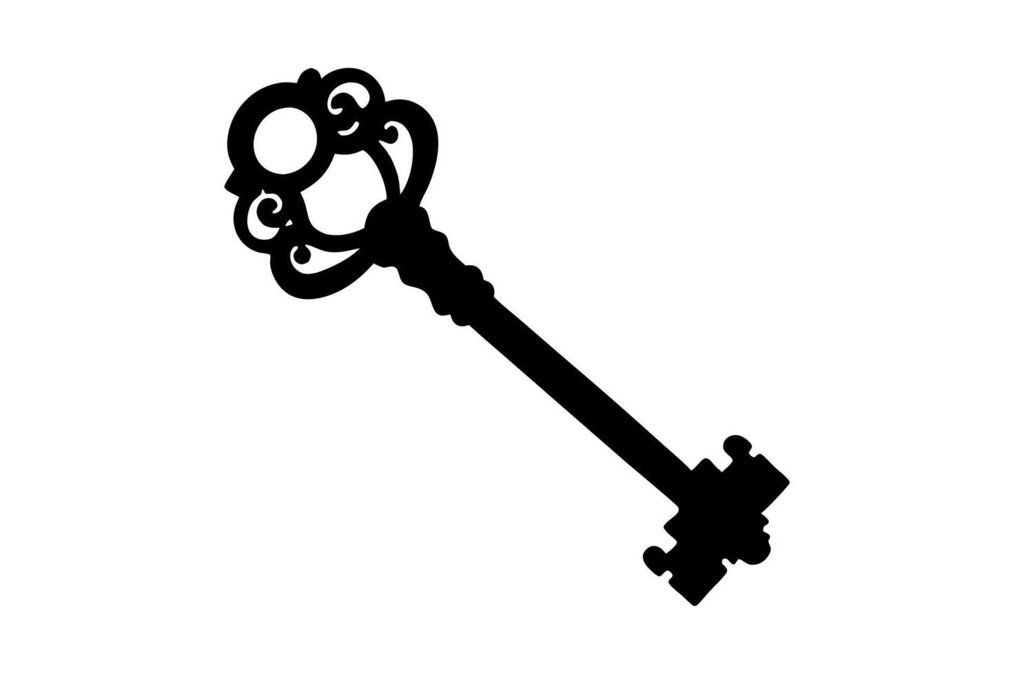 Antique Key Shape Classic Silhouette vector