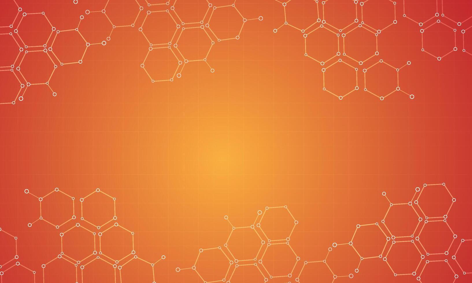 Abstract background with molecules and hexagons shapes vector