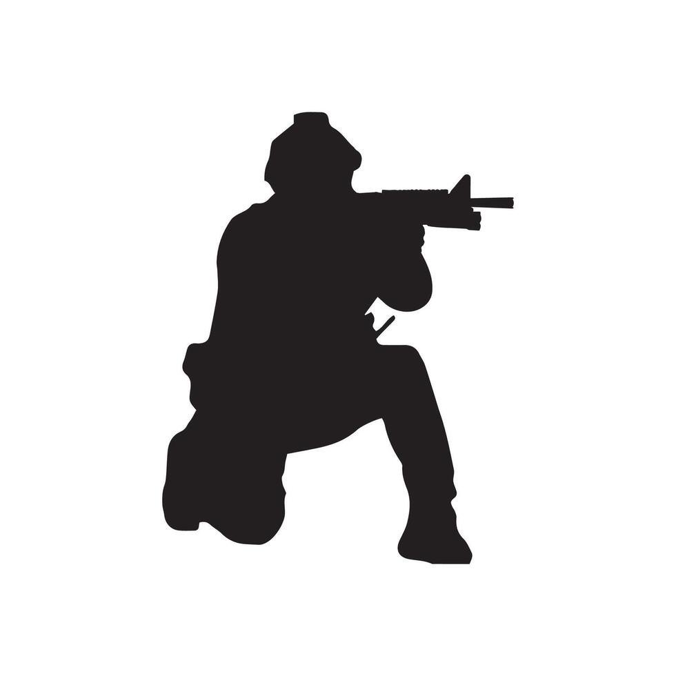 Military Gun Man Shooter Assault Rifle Sniper Silhouette Illustration vector