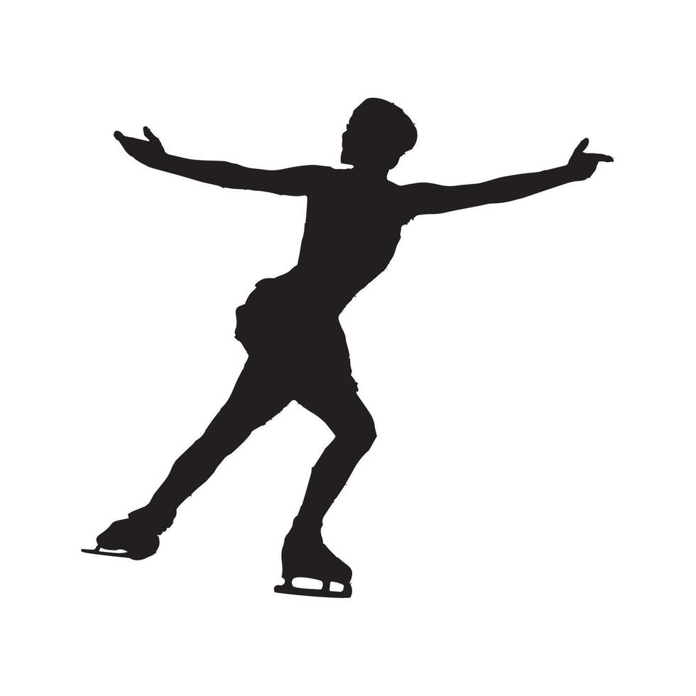 Ice Skating Figure Skating Woman Art Silhouette Illustration vector