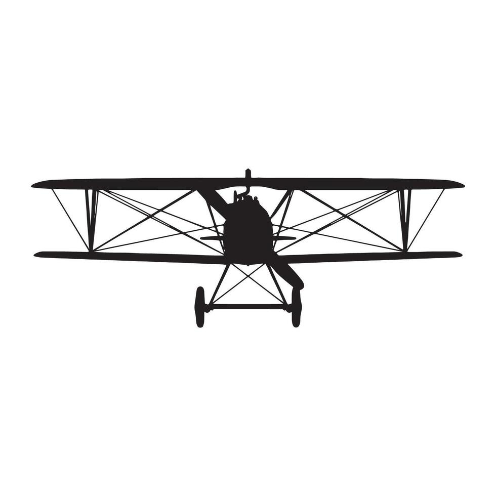 Biplane Fighter Aircraft Silhouette Art Illustration vector