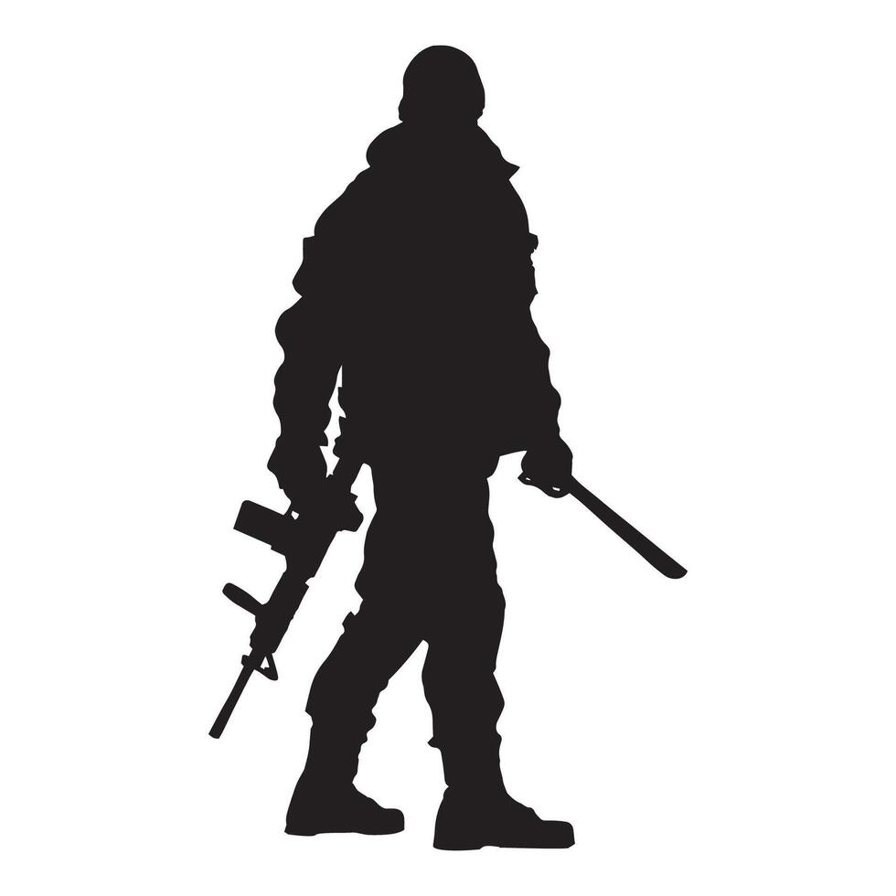 Military Gun Man Shooter Marine Commander Silhouette Illustration vector