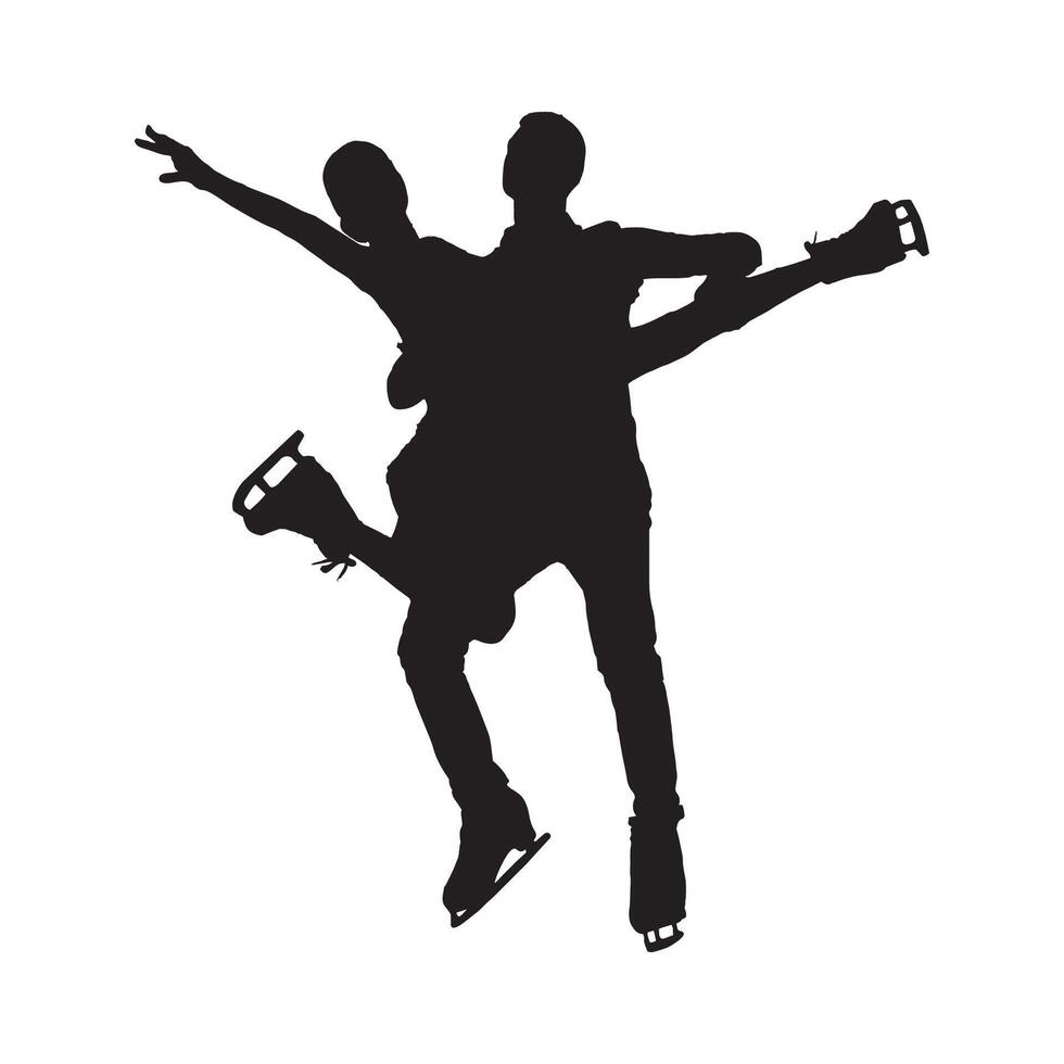 Couple's Ice Skating Figure Skating Illustration Silhouette vector