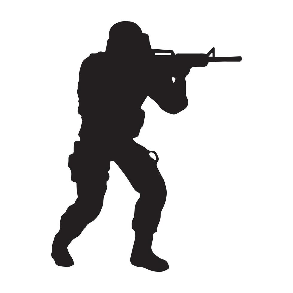 Military Gun Man Shooter Assault Rifle Silhouette Illustration vector