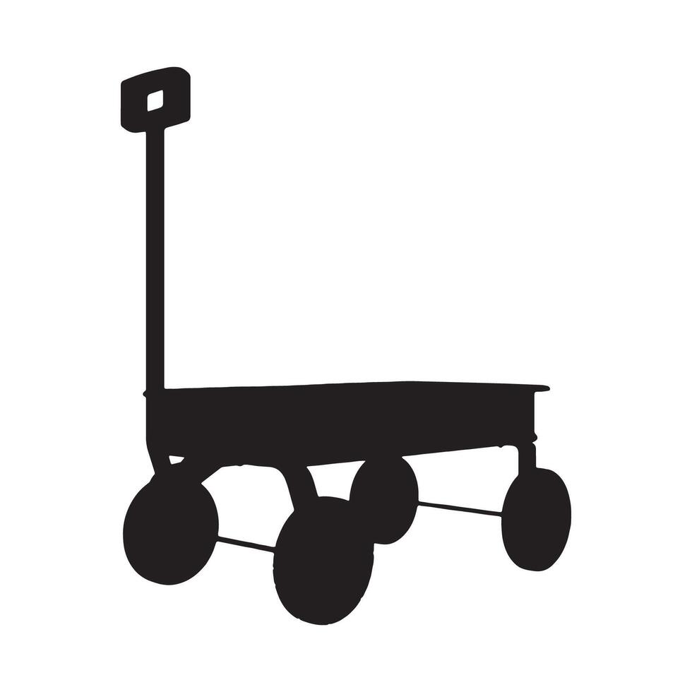 Garden Cart Wagon Wheelbarrow Silhouette Illustration vector