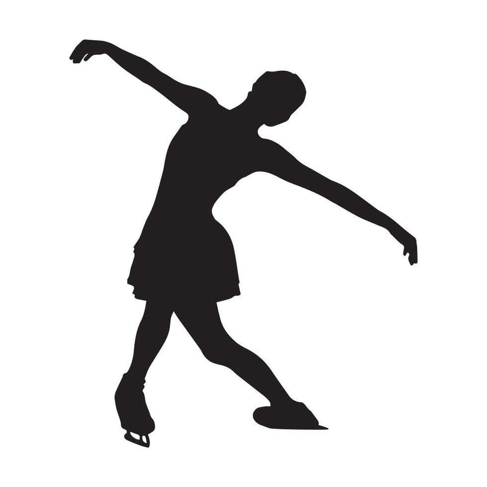 Ice Skating Figure Skating Lady Art Silhouette Illustration vector