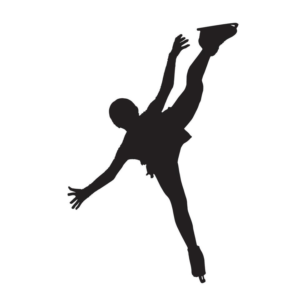 Ice Skating Woman Art Silhouette Illustration vector