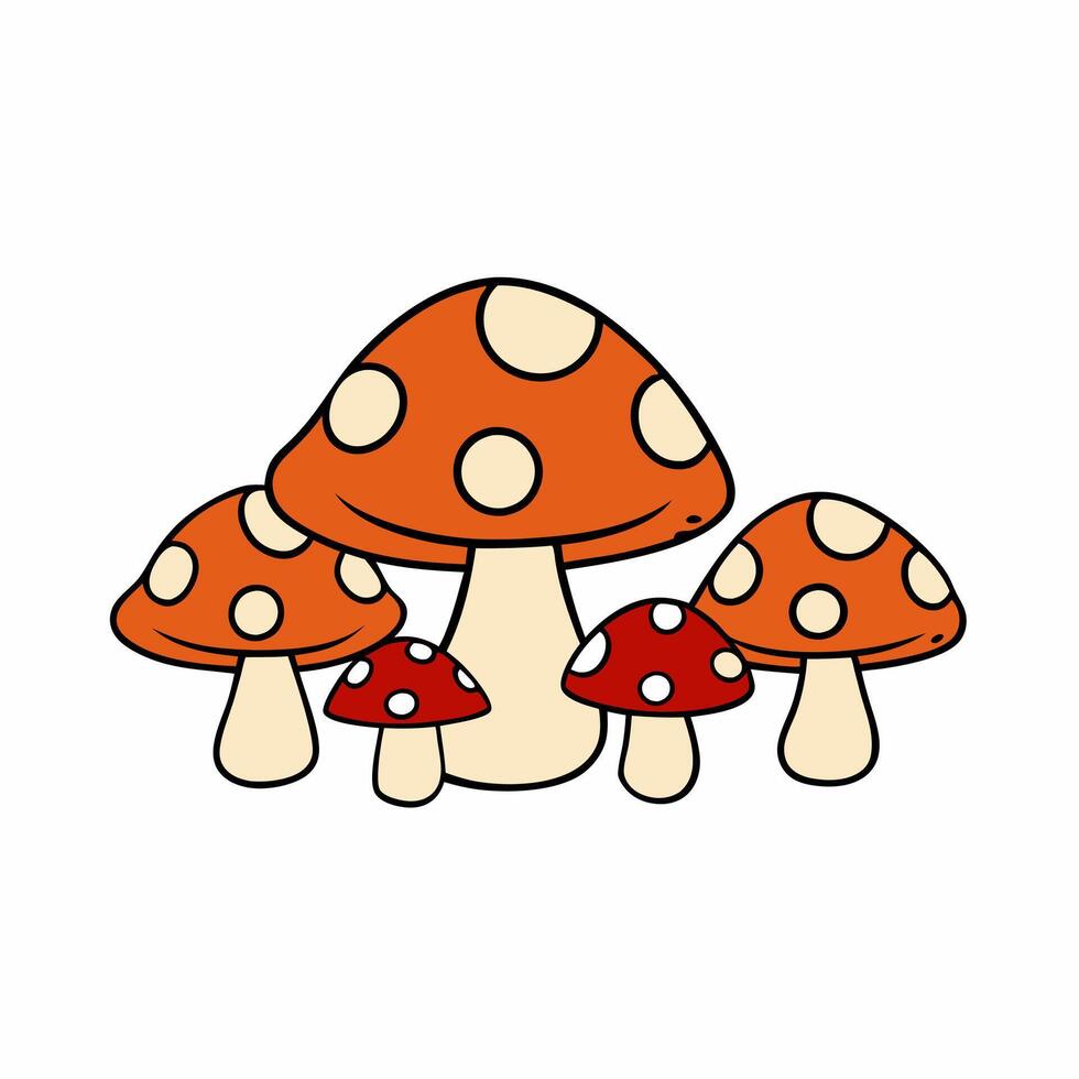 Collection of Various Mushroom Illustrations for Botanical Designs vector