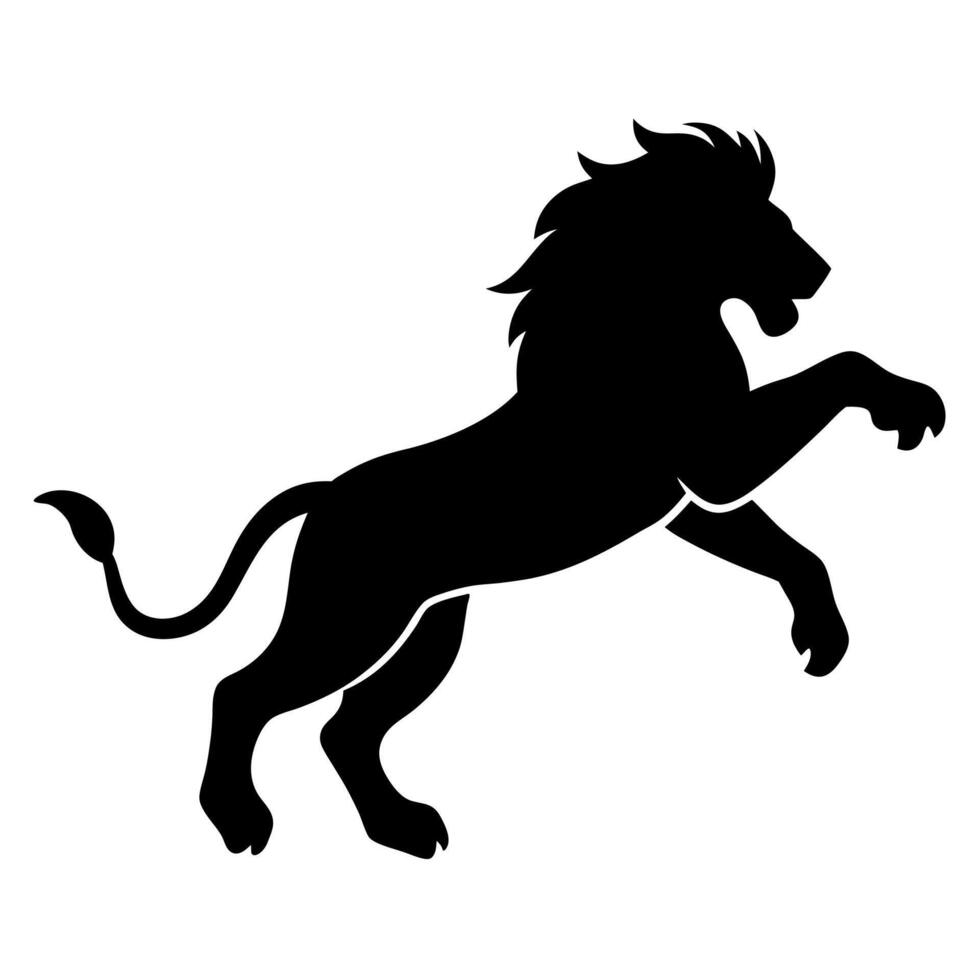 Jumping Lion Black Silhouette Art vector